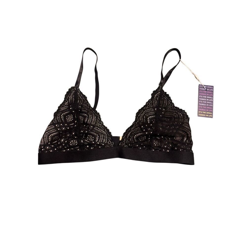 Pepper size M triangle black lace bralette bra - NWT